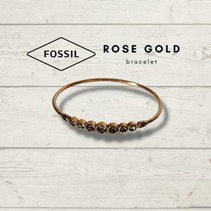 Rose Gold Stainless Steel with Faux Grey Sapphire Fossil Bracelet